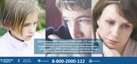 За все время работы детского телефона доверия в Кировской области поступило более 115 тысяч звонков